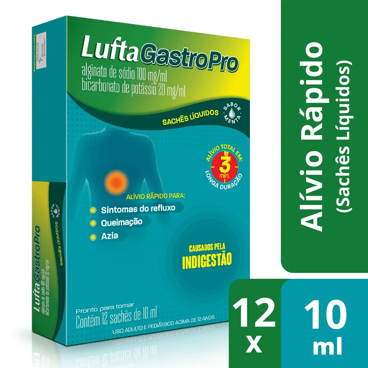 LUFTAGASTROPRO 12 SACHES 10ML MENTA SIMETICONA