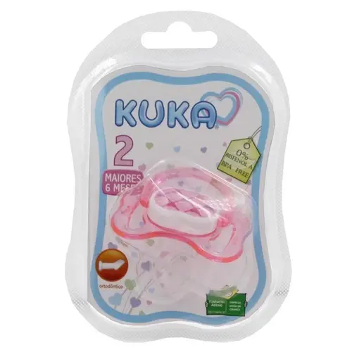 CHUPETA KUKA COLOR ORTO DECORADA N2 ROSA (COD:2067)