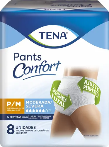 FRALDA GERIATRICA TENA PANTS CONFORT TAMANHO P/M 8 UNIDADES