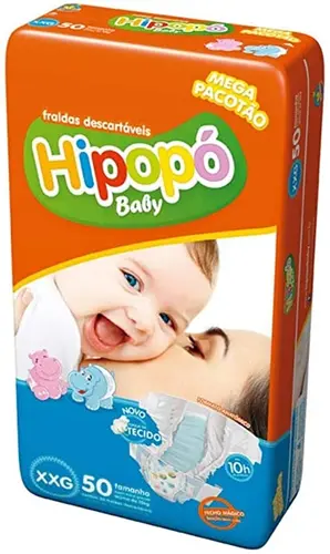 FRALDA HIPOPO BABY TAMANHO XXG 50 UNIDADES