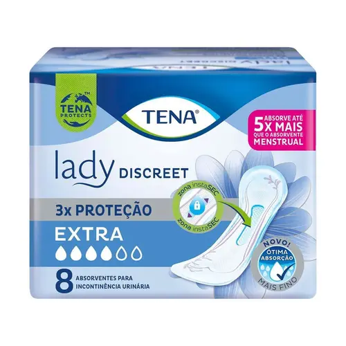 ABSORVENTE INCONTINENCIA TENA LADY EXTRA SEM ABAS 8 UNIDADES