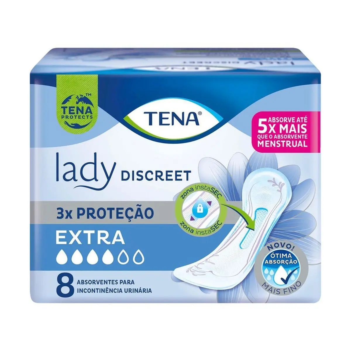 ABSORVENTE INCONTINENCIA TENA LADY EXTRA SEM ABAS 8 UNIDADES