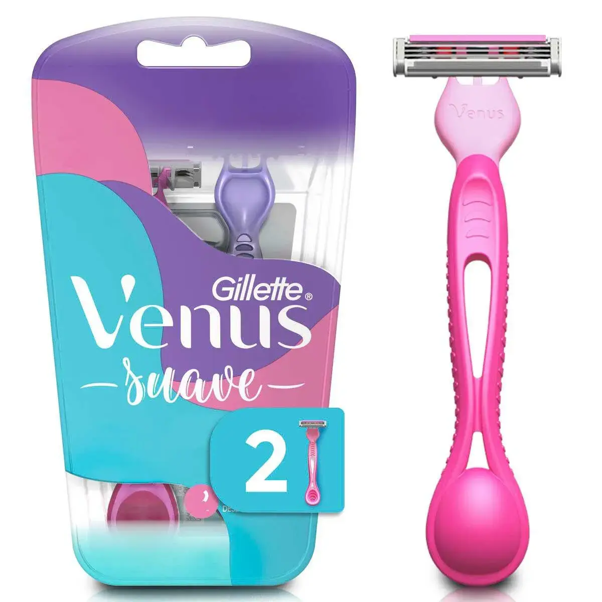 APARELHO DE DEPILACAO GILLETTE VENUS 3 RECARREGAVEL ROSA 2 UNIDADES