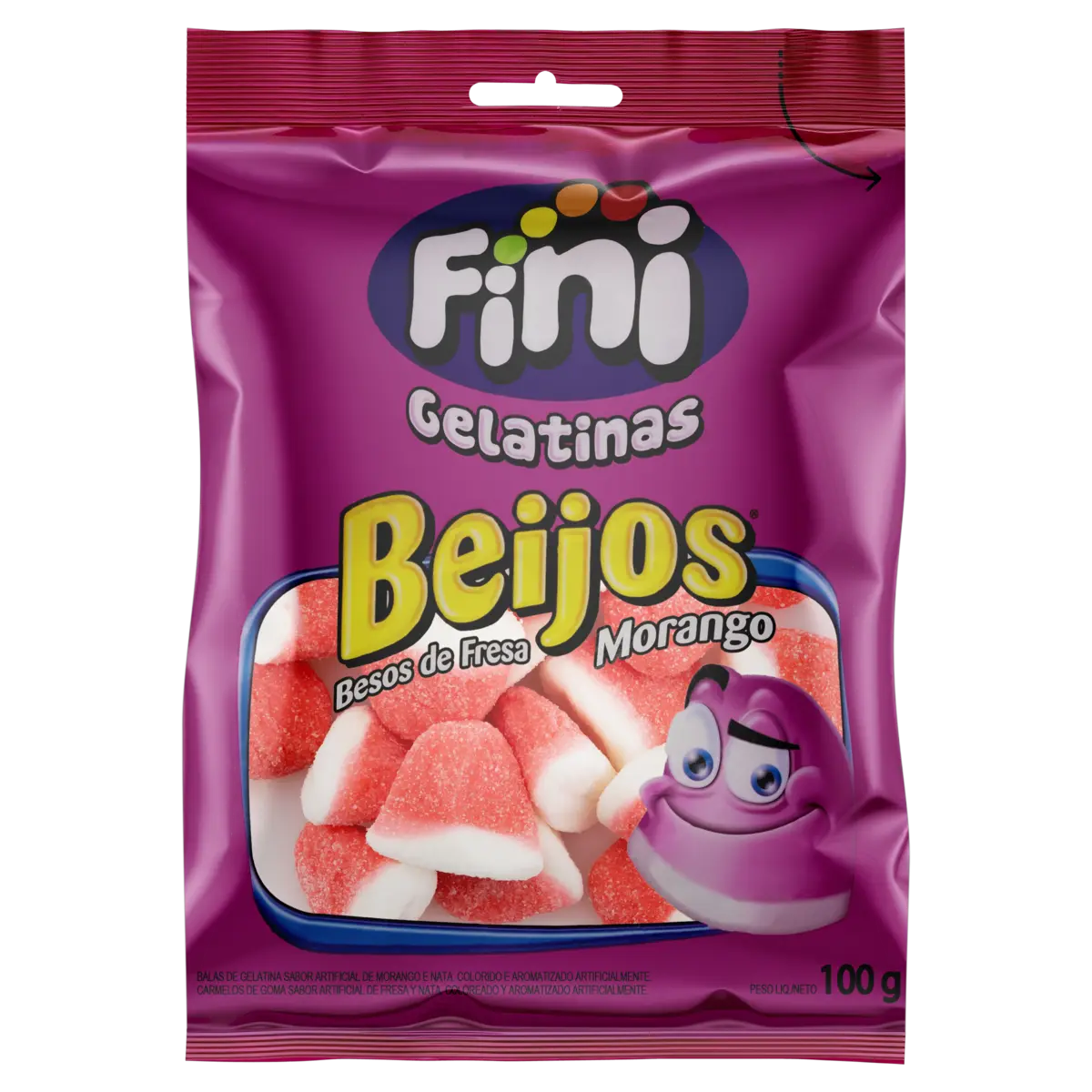 BALAS FINI BEIJOS DE MORANGO 100GR