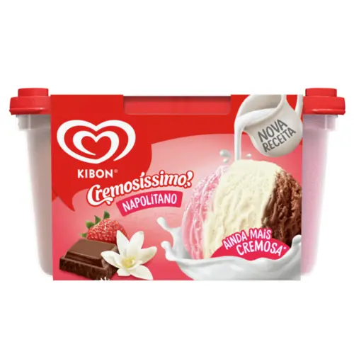 KIBON SORVETE CREMOSISSIMO NAPOLITANO 1,5LT