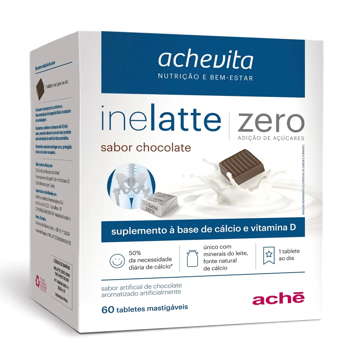 INELATTE CHOCOLATE ZERO 60TABLETES CALCIO + VITAMINA D