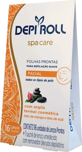 FOLHAS DEPILATORIAS DEPIROLL ARGILA FACIAL 16 UNIDADES