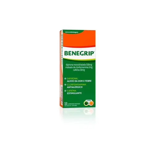 BENEGRIP 12 COMPRIMIDOS DIPIRONA + CLORFENIRAMINA MALEATO + CAFEINA