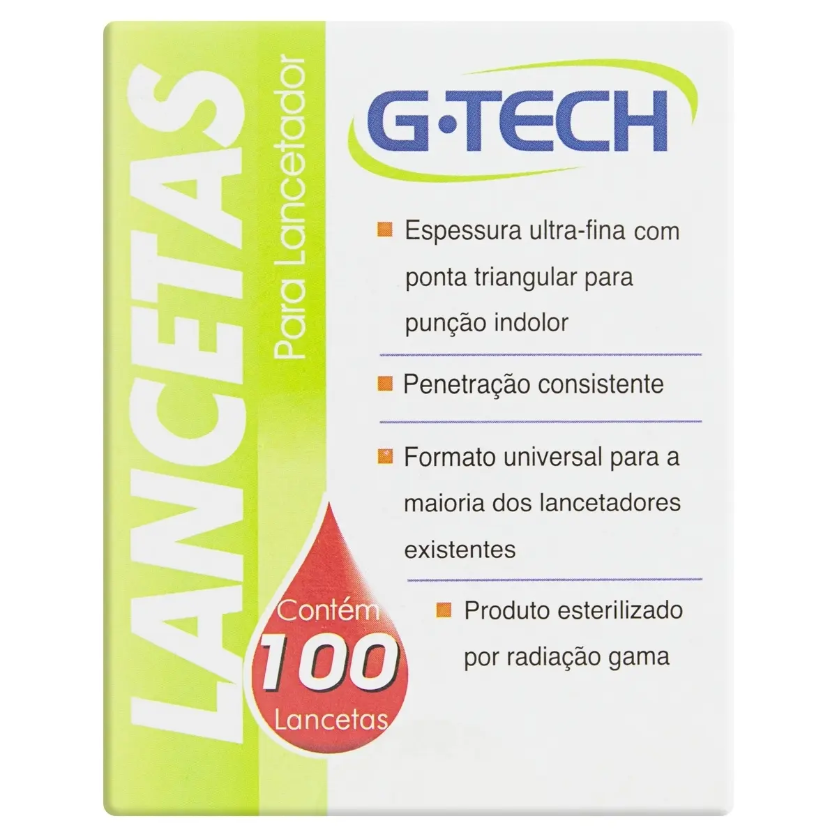 LANCETA PARA LANCETADOR G-TECH 100 UNIDADES (2810G)