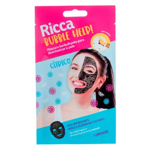 MASCARA FACIAL RICCA BORBULHANTE PARA DESINTOXICAR A PELE 1 UNIDADE