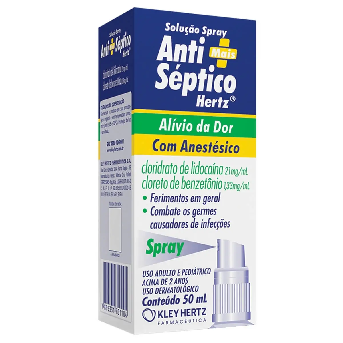 ANTISSEPTICO HERTZ SPRAY 50ML LIDOCAINA