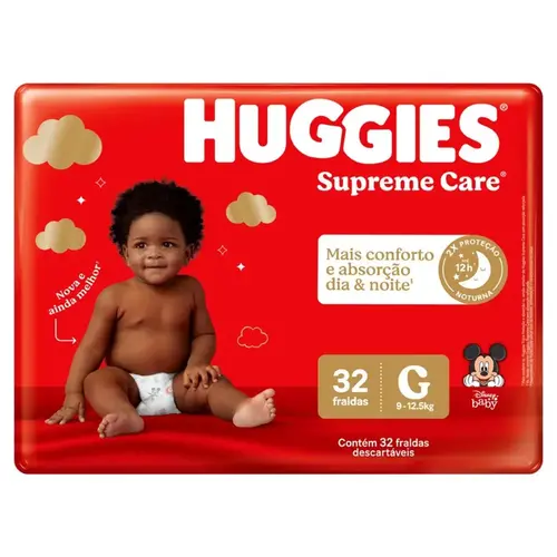 FRALDA HUGGIES MAXIMA PROTECAO G 32 UNIDADES