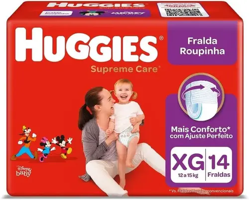 FRALDA HUGGIES PROTECAO ACOLCHOADA PANTS TAMANHO XG 14 UNIDADES