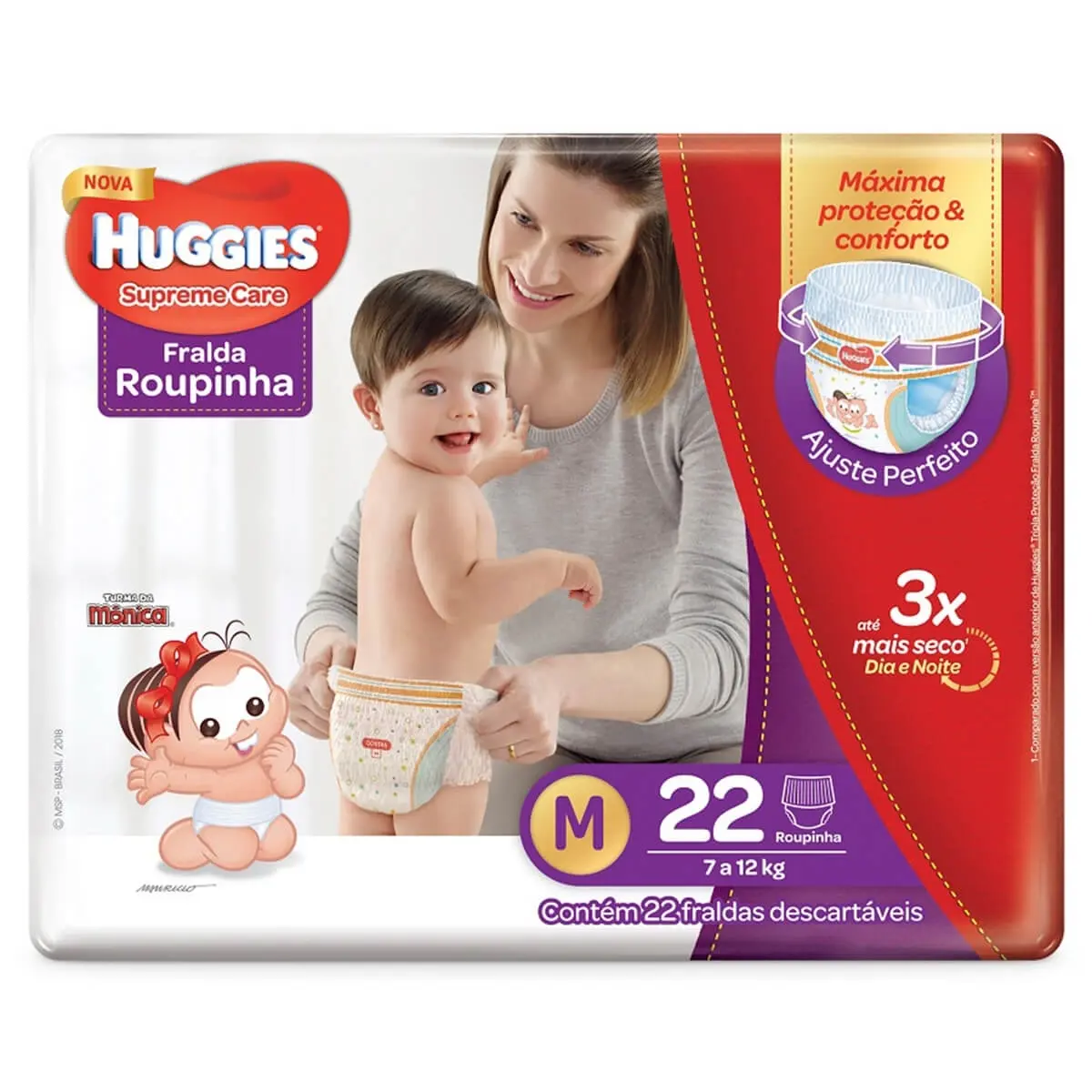 FRALDA HUGGIES PROTECAO ACOLCHOADA TAMANHO PANTS M 22 UNIDADES