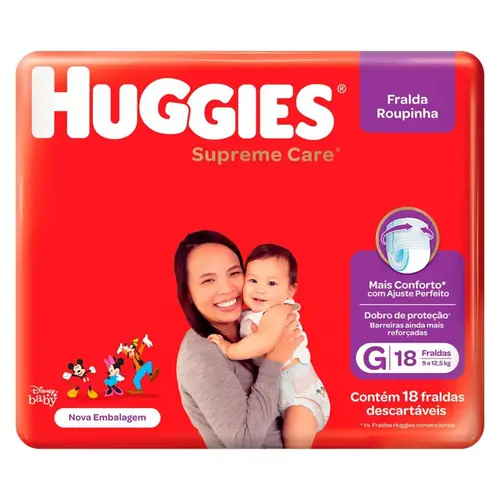 FRALDA HUGGIES PROTECAO ACOLCHOADA PANTS TAMANHO G 18 UNIDADES