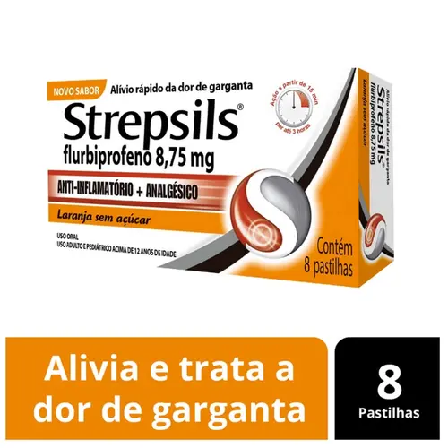 STREPSILS LARANJA 8 PASTILHAS FLURBIPROFENO