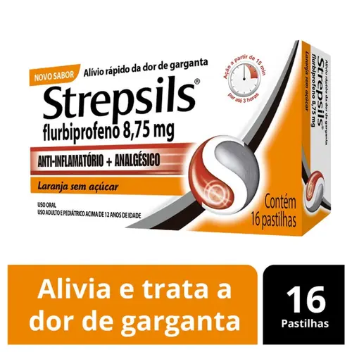 STREPSILS LARANJA 16 PASTILHAS FLURBIPROFENO
