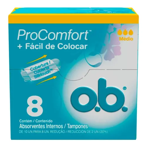 ABSORVENTE OB PRO CONFORT MEDIO 8 UNIDADES