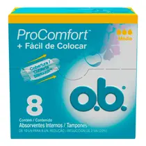 ABSORVENTE OB PRO CONFORT MEDIO 8 UNIDADES