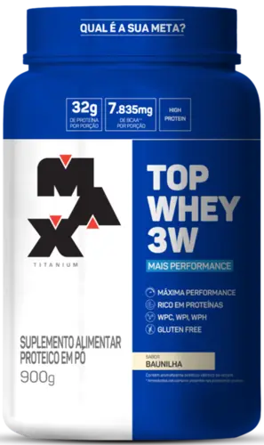 TOP WHEY 3W +PERFOR BAUNILHA 900GR MAX TITANIUM