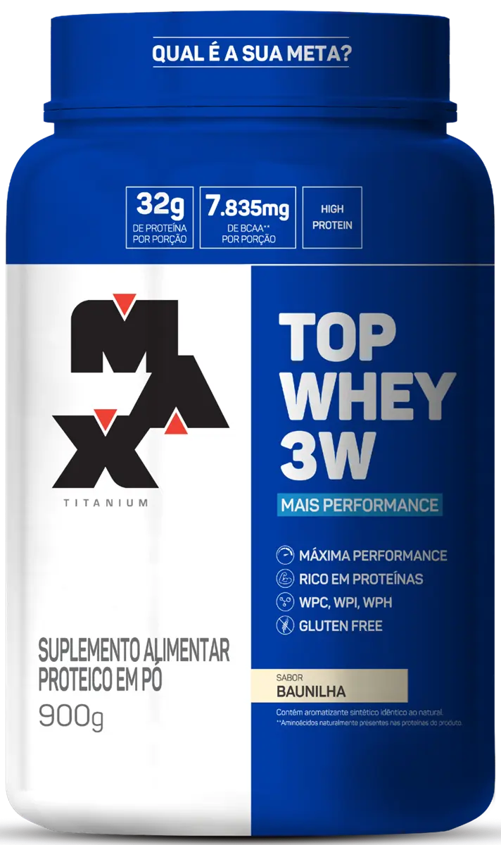 TOP WHEY 3W +PERFOR BAUNILHA 900GR MAX TITANIUM
