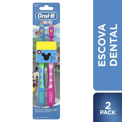 ESCOVA DENTAL ORAL-B KIDS MICKEY 2 UNIDADES