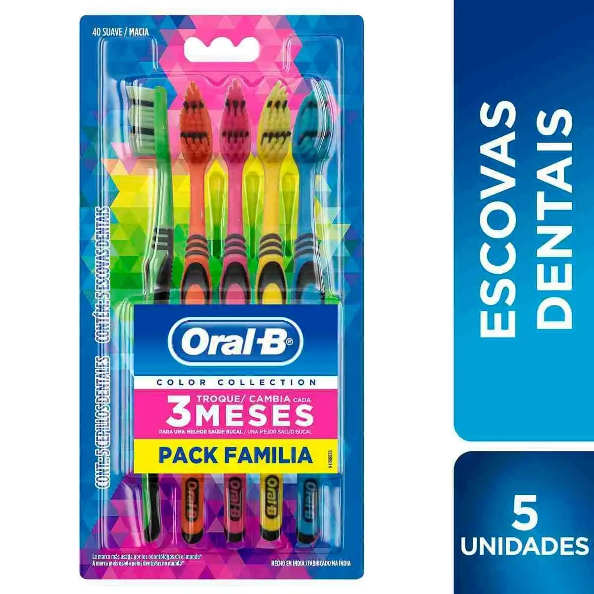 ESCOVA DENTAL ORAL-B COLOR COLLECTION 5 UNIDADES