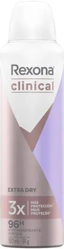 DESODORANTE REXONA CLINICAL EXTRA DRY FEMININO AEROSSOL 150ML