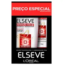 KIT ELSEVE REPARACAO TOTAL 5 SHAMPOO 375ML + CONDICIONADOR 170ML
