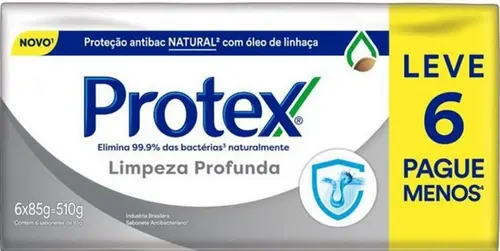 SABONETE PROTEX LIMPEZA PROFUNDA 6 UNIDADES 85GR