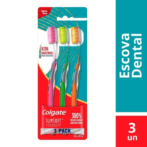 ESCOVA DENTAL COLGATE SLIM SOFT ADVANCED 3 UNIDADES