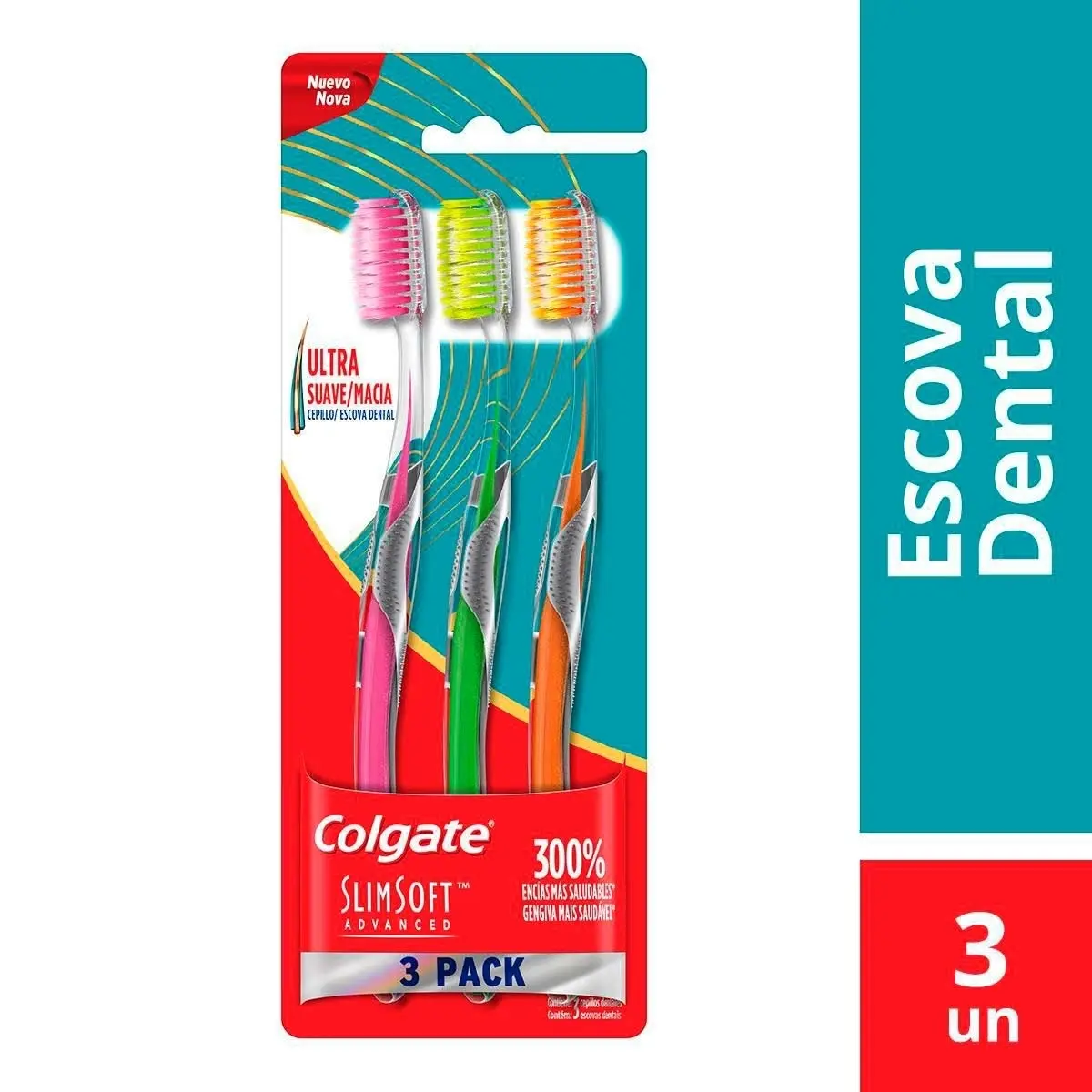 ESCOVA DENTAL COLGATE SLIM SOFT ADVANCED 3 UNIDADES