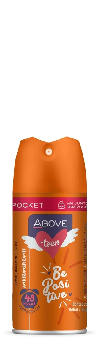 DESODORANTE ABOVE POCKET TEEN BE POSITIVE FEMININO AEROSSOL 100ML