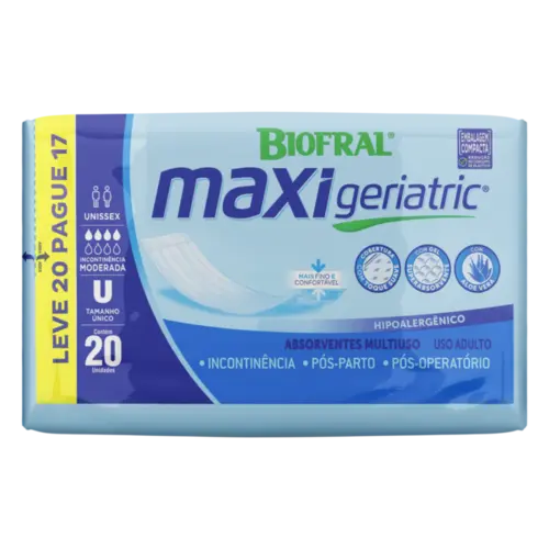 ABSORVENTE BIOFRAL MAXI GERIATRIC LEVE 20 PAGUE 17 UNIDADES