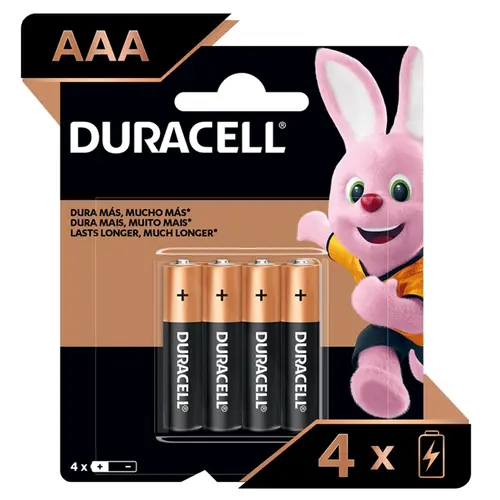 PILHA DURACELL ALCALINA AAA PALITO SM 4 UNIDADES