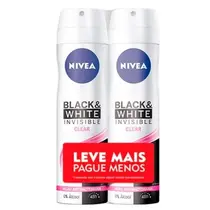 DESODORANTE NIVEA INVISIBLE BLACK&WHITE FRESH FEMININO 2 UNIDADES AEROSSOL 150ML