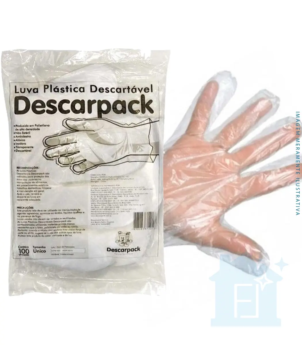 LUVA DESCARPACK POLIETILENO DESCARTAVEL TAMANHO UNICO 100 UNIDADES