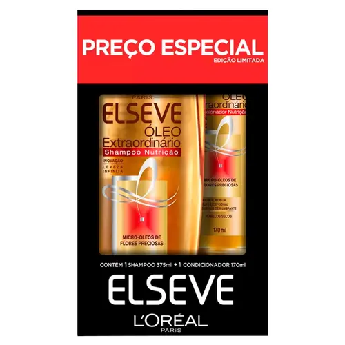 KIT ELSEVE  OLEO EXTRAORDINARIO SHAMPOO 375ML + CONDICIONADOR 170ML