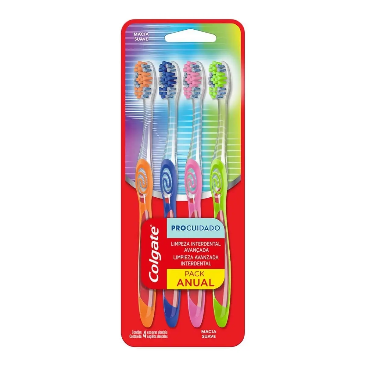 ESCOVA DENTAL COLGATE PRO CUIDADO 4 UNIDADES