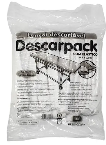 LENCOL DESCARTAVEL DESCARPACK 2,0M 10 UNIDADES