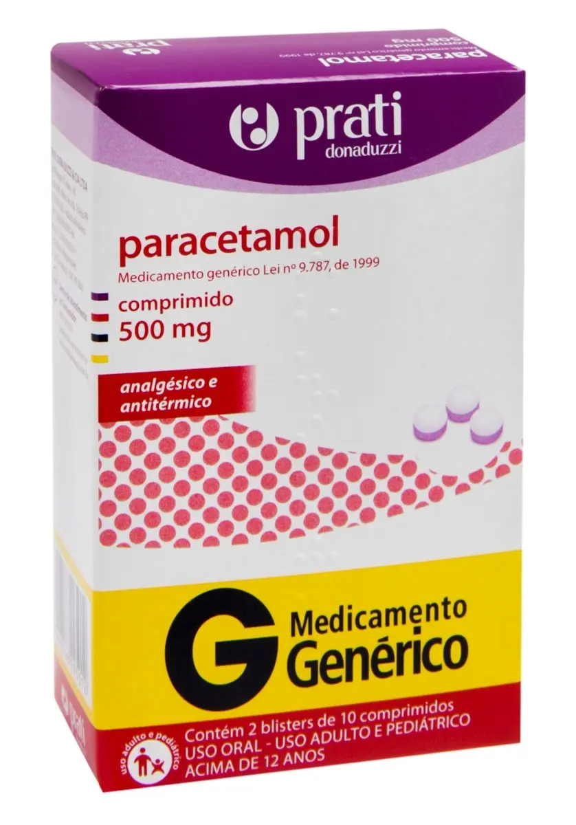 PARACETAMOL 500MG 20 COMPRIMIDOS GENERICO PRATI DONADUZZI PARACETAMOL