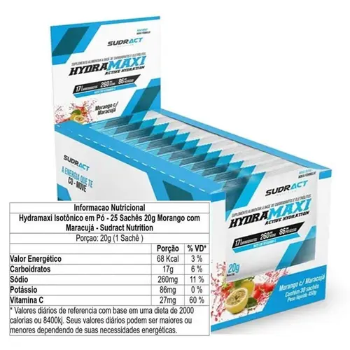ISOTONIC SUDRACT HYDRAMAXI MORANGO E MARACUJA SACHE