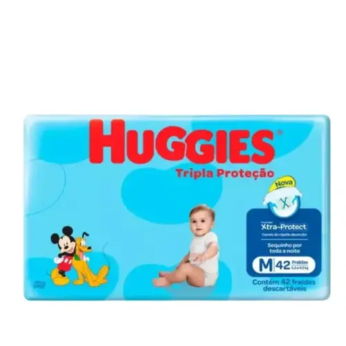 FRALDA HUGGIES TRIPLA PROTECAO TAMANHO M 42 UNIDADES