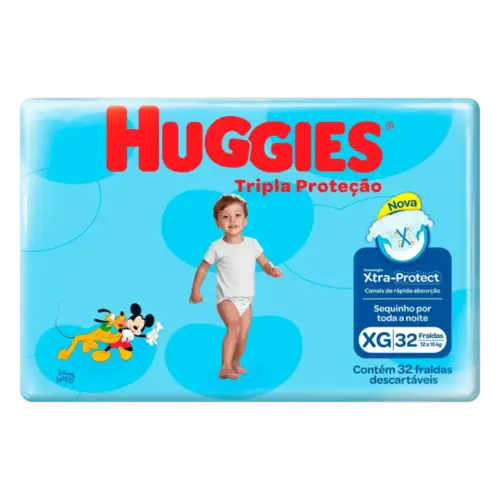 FRALDA HUGGIES TRIPLA PROTECAO TAMANHO XG 32 UNIDADES
