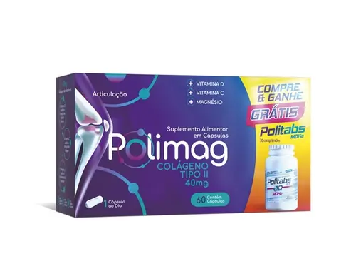 POLIMAG COLAGENO TIPO II + POLITABS MDK 60 CAPSULAS + 30 COMPRIMIDOS MULTIVITAMINICO - POLIVITAMINICO