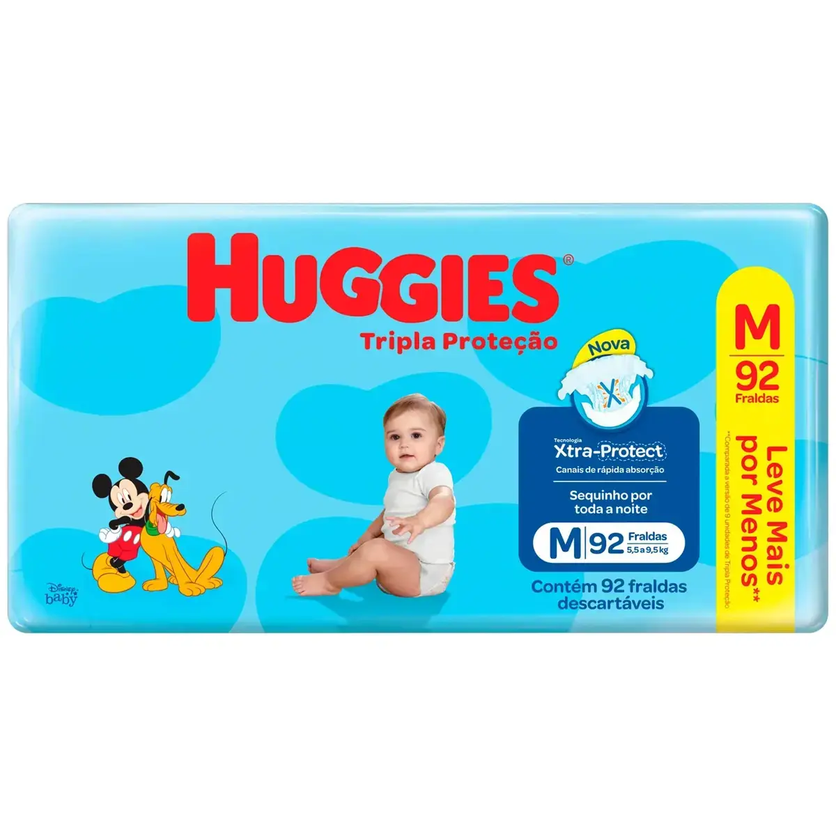 FRALDA HUGGIES RAPIDA ABSORCAO M 92 UNIDADES