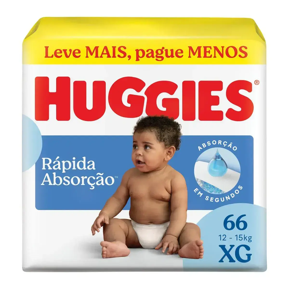 FRALDA HUGGIES RAPIDA ABSORCAO XG 66 UNIDADES