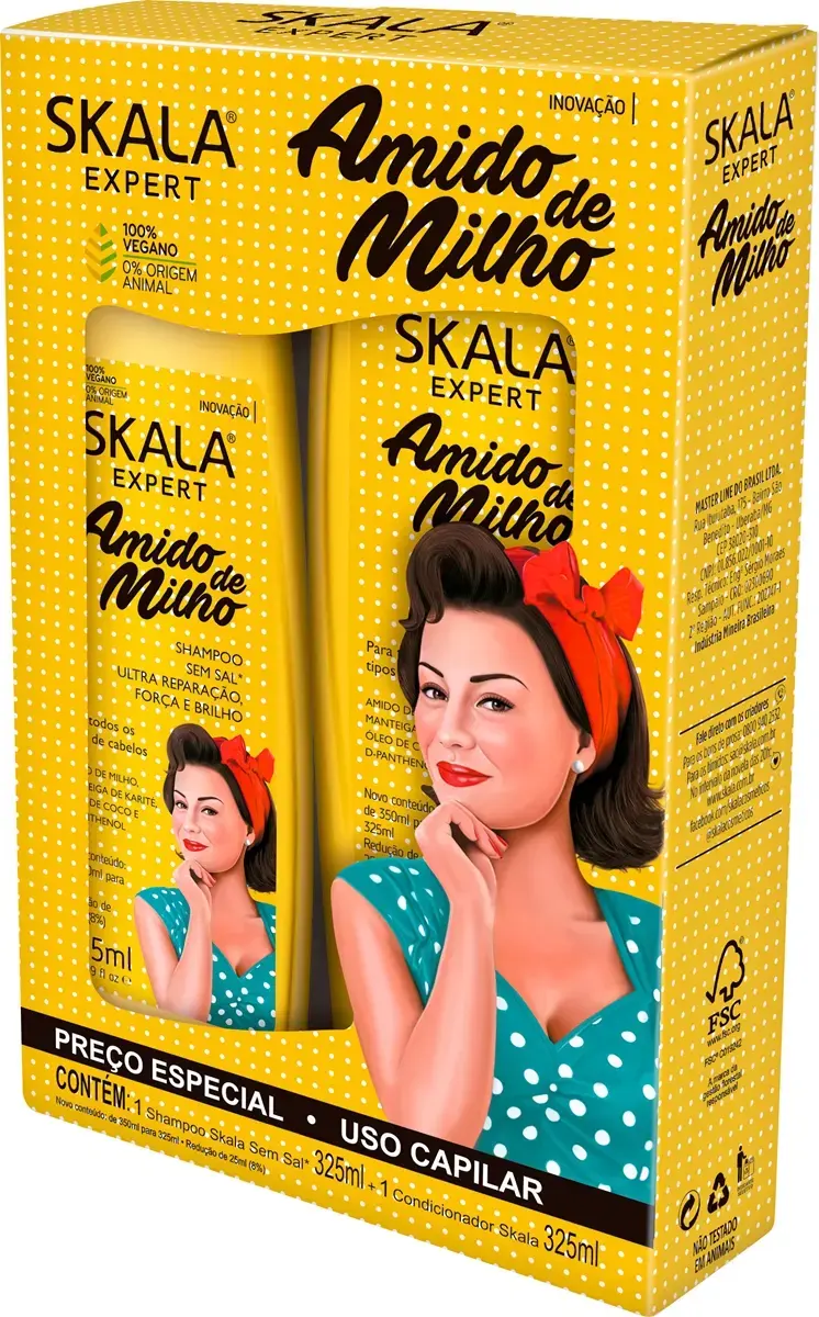 KIT SKALA SHAMPOO + CONDICIONADOR AMIDO DE MILHO 325ML