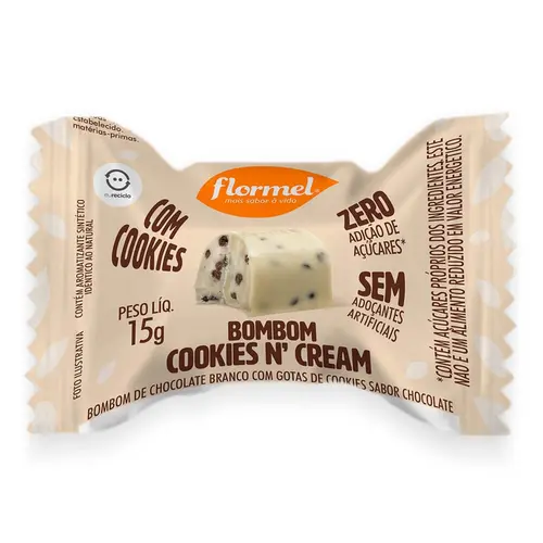 BOMBOM FLORMEL COOKIES N CREAM 15GR