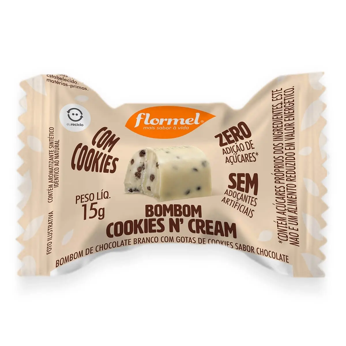 BOMBOM FLORMEL COOKIES N CREAM 15GR